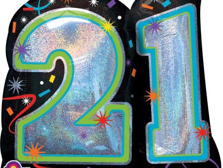 Brilliant Birthday 21 Holographic SuperShape 68x66cm Sale