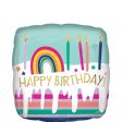 Happy Birthday Frosted Striped Cake Balloon 45cm For Discount