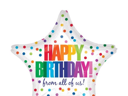 Happy Birthday From All of Us Dots Foil Balloon 45cm Online Sale