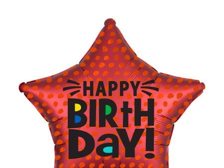 Star Birthday Satin Infused Foil Balloon 45cm Online now