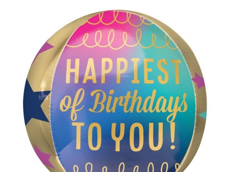 Birthday Stars and Gold Orbz Balloon 38x40cm For Discount