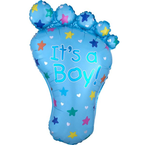 It s A Boy Foot Foil Balloon 23 x 32in Hot on Sale