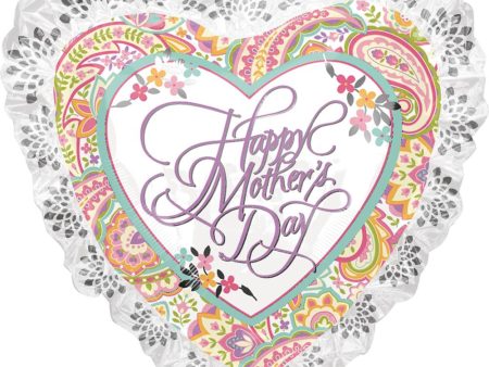 Mother s Day Paisley Heart Ruffle SuperShape Balloon 28in Hot on Sale