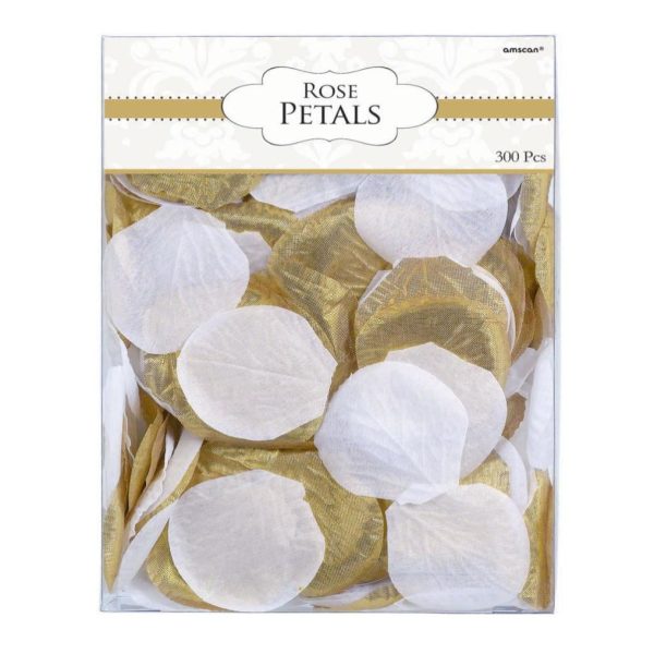 Gold White Fabric Confetti Petals 2in, 300pcs Fashion