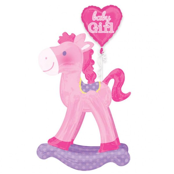 Rocking Horse Pink AirWalkers Foil Balloon 23x50in For Cheap