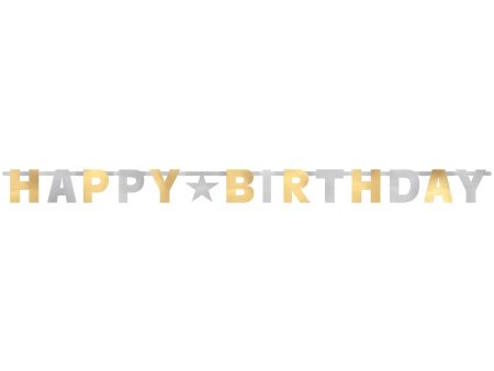 Happy Birthday Gold Silver Letter Banner 240cm Online Sale