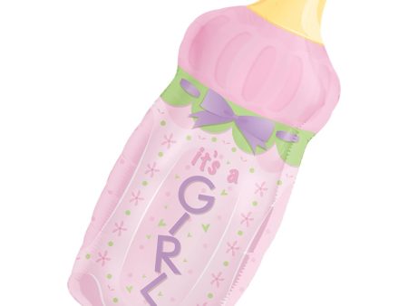 It s A Girl Baby Bottle Foil Balloon 13 x 31in Supply