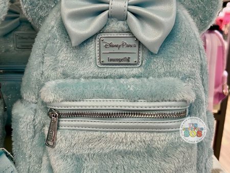 DLR WDW - Loungefly Minnie Baby Blue Tinsel Faux Fur Backpack Online Sale