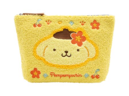 Japan Sanrio - Pompompurin  Classical Houndstooth and Flowers  Sagara Embroidery Pouch Online Sale