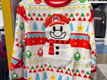 Universal Studios - Super Nintendo World Christmas 2024 - Mario Snowman Multi-Color Crew Neck Pullover (Adult) Sale