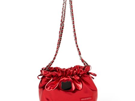 Japan Sanrio - Hello Kitty Metallic Drawstring Shoulder Bag (Color: Red) Online Hot Sale