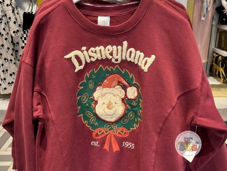 DLR WDW - Christmas 2024 - Big Face Santa Pooh & Wreath Burgundy Pullover (Adult) Supply