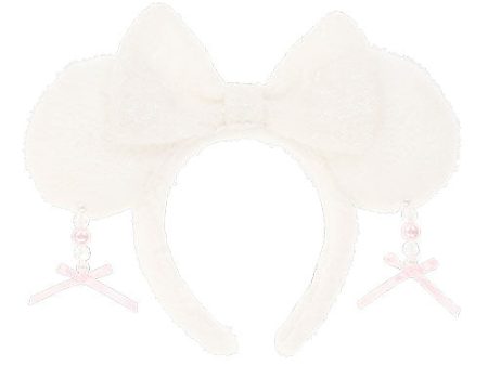 TDR - Minnie Mouse Sparking Sequin Ribbon & Beads Ear Headband Color White (Release Date: Dec 5, 2024) For Discount