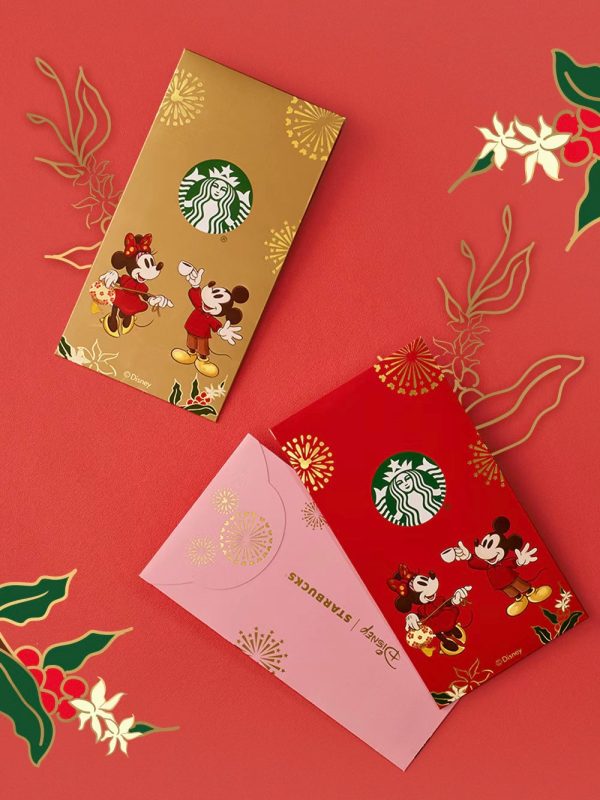 Starbucks China x Disney - Chinese New Year 2025 - 5S. Mickey & Minnie Red Envelopes Set of 3 (Pink Gold Red) For Discount