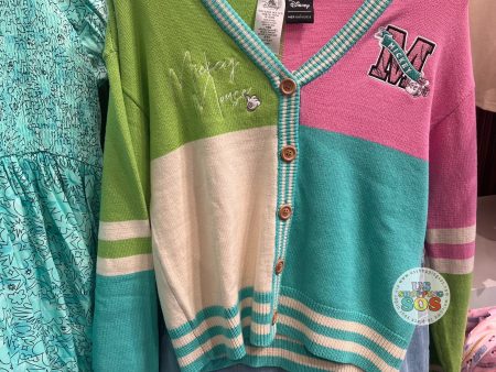 DLR WDW - Her Universe The Original Mickey Pink Cream Teal Green Colorblock Cardigan (Adult) Sale