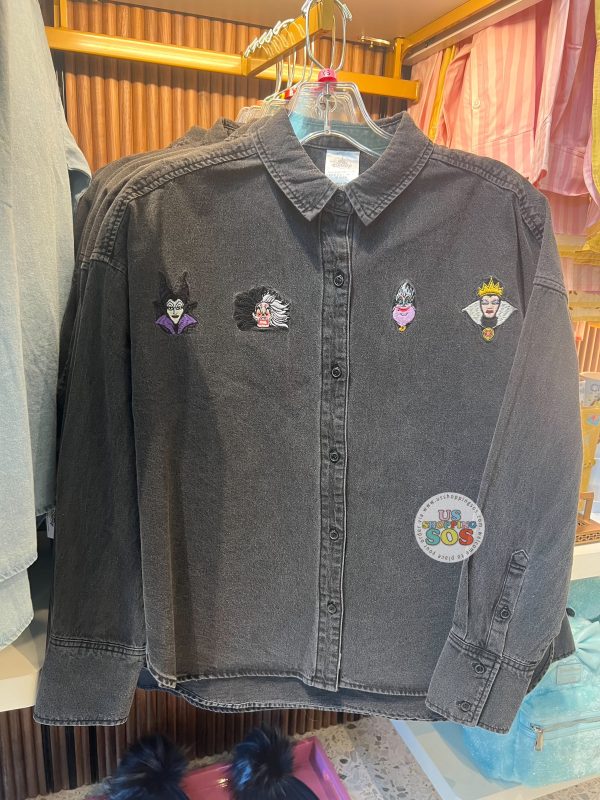 DLR WDW - Disney Villains Black Denim Button Up Shirt (Adult) Supply