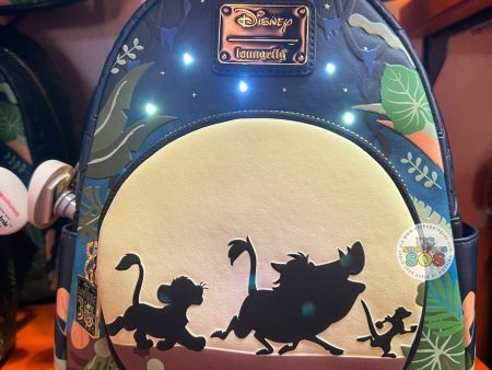 DLR WDW - The Lion King - Loungefly Simba, Timon & Pumbaa Hakuna Matata Light-Up Backpack Hot on Sale