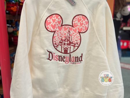 DLR WDW - Sweetheart Mickey Icon Castle Embroidered Park Logo White Pullover (Adult) Sale