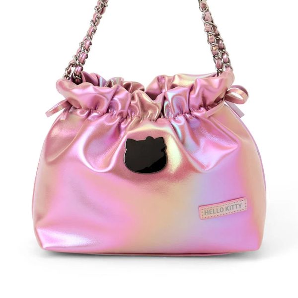 Japan Sanrio - Hello Kitty Metallic Drawstring Shoulder Bag (Color:Pink) Hot on Sale