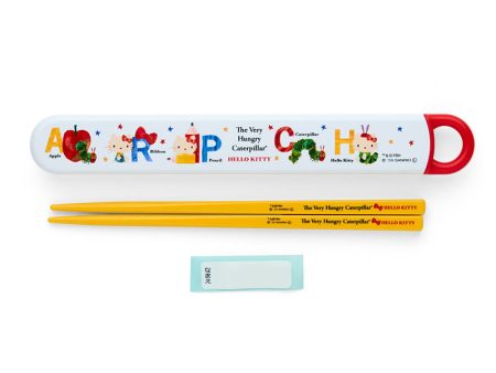 Japan Sanrio - Hello Kitty Very Hungry Caterpillar Chopsticks & Case For Cheap