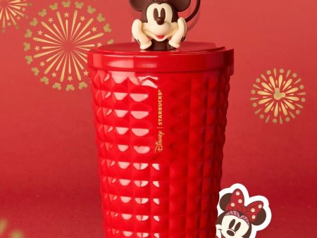 Starbucks China x Disney - Chinese New Year 2025 - 4S. Mickey Red Stainless Steel Studded Cold Cup 580ml Hot on Sale