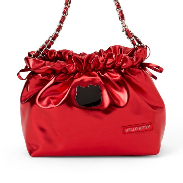 Japan Sanrio - Hello Kitty Metallic Drawstring Shoulder Bag (Color: Red) Online Hot Sale