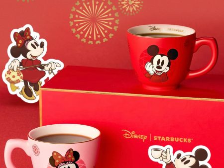 Starbucks China x Disney - Chinese New Year 2025 - 2S. Mickey & Minnie Ceramic Espresso Mug Set For Cheap