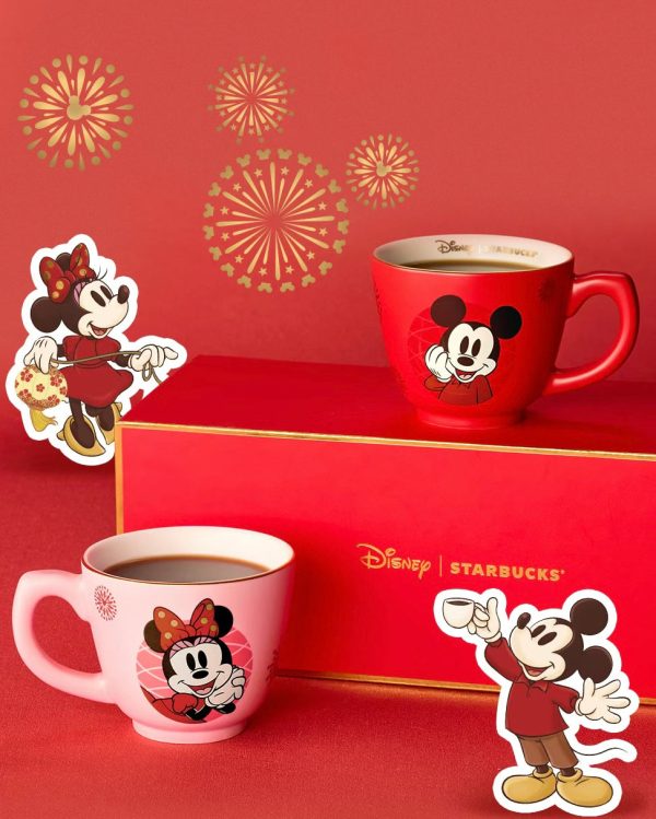 Starbucks China x Disney - Chinese New Year 2025 - 2S. Mickey & Minnie Ceramic Espresso Mug Set For Cheap