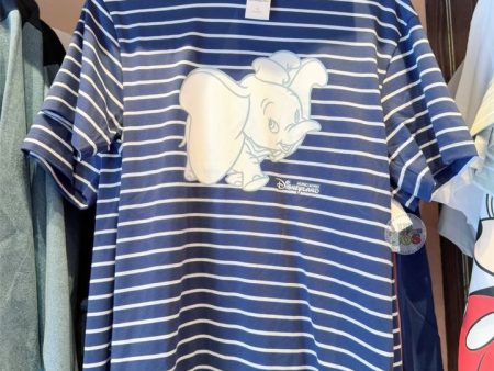 HKDL - Dumbo Stripe T Shirt for Adults (Color: Navy) For Sale