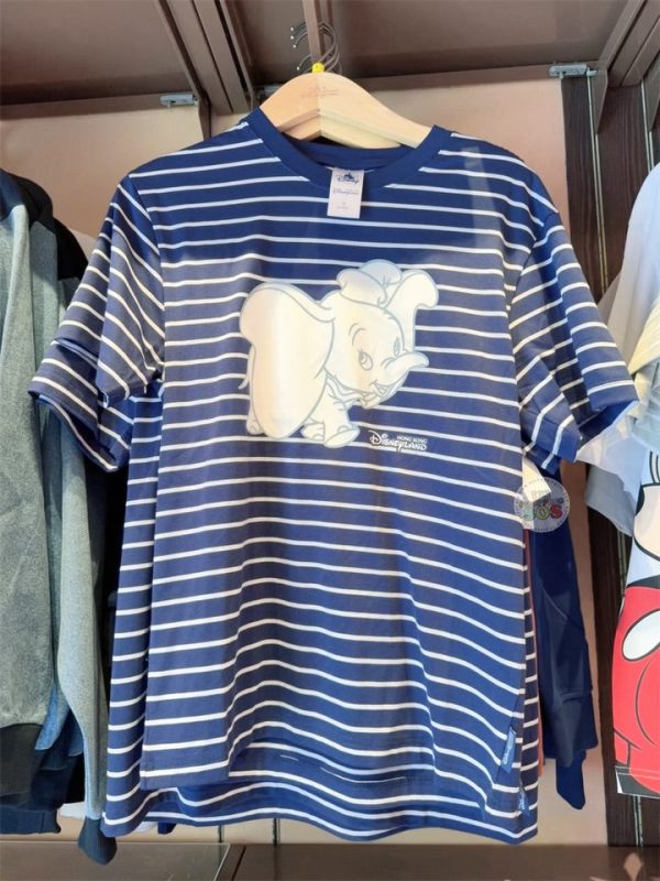 HKDL - Dumbo Stripe T Shirt for Adults (Color: Navy) For Sale