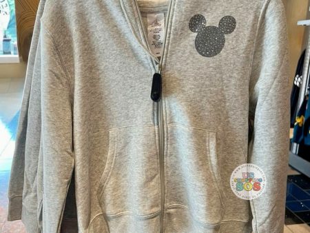 DLR WDW - Crystal Mickey Icon Light Grey Hoodie Zip Jacket (Adult) For Cheap