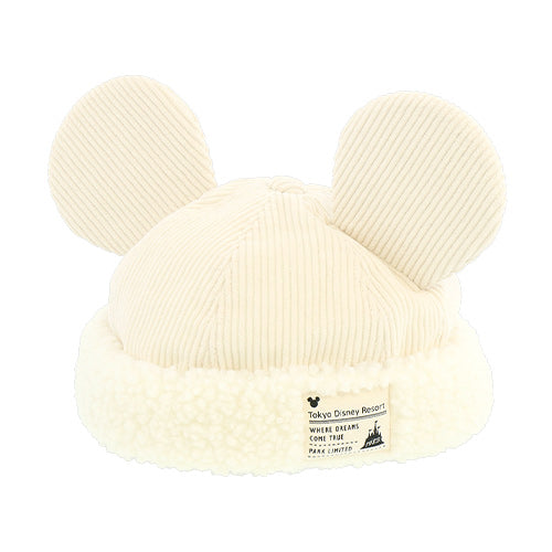 TDR Mickey & Minnie Mouse Fluffy & Warm 2024 Collection x Mickey Mouse Shaped Corduroy & Boa Cap Color: White (Release Date: Oct 31, 2024) Online Sale