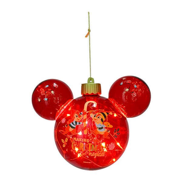 HKDL - Christmas 2024 Collection x Chip & Dale Mickey Mouse Head Shaped Light Up Glass Ornament Supply