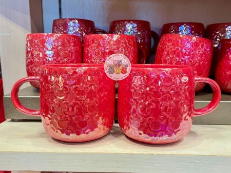 DLR WDW - Christmas 2024 - Ruby Red Mickey Icon Embossed Ceramic Mug on Sale