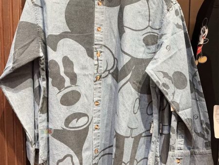 HKDL -  Mickey Mouse All Over Print Denim Shirt for Adults Online Hot Sale