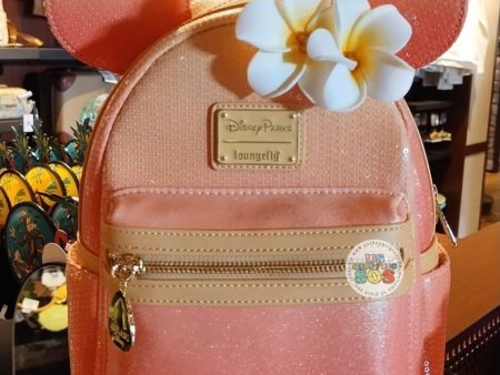 Aulani - Loungefly Peach Paradise Sequin Plumeria Ear Backpack Cheap