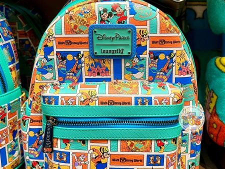 DLR WDW - Loungefly Mickey & Friends Retro Park Attraction Collage Backpack For Sale