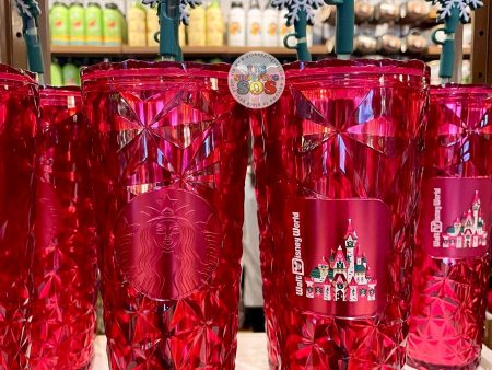 DLR WDW - Christmas 2024 - Starbucks Castle Red Plastic Cold Cup Fashion