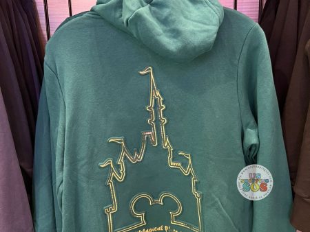 DLR WDW - Golden Mickey Icon Castle Green Hoodie Jacket (Adult) Online