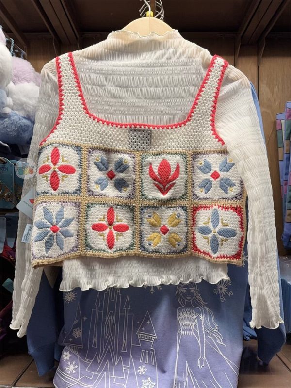 HKDL - World of Frozen 1st Anniversary Crochet Long Sleeve Top for Adults Fashion