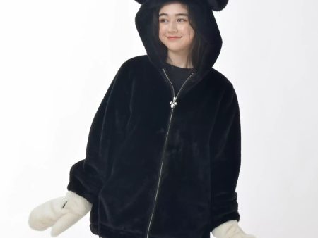 JDS - Winter Park Fashion x Mickey Mouse Black Fur Outerwear with Gloves for Adults (Release Date: Nov 8, 2024) For Discount