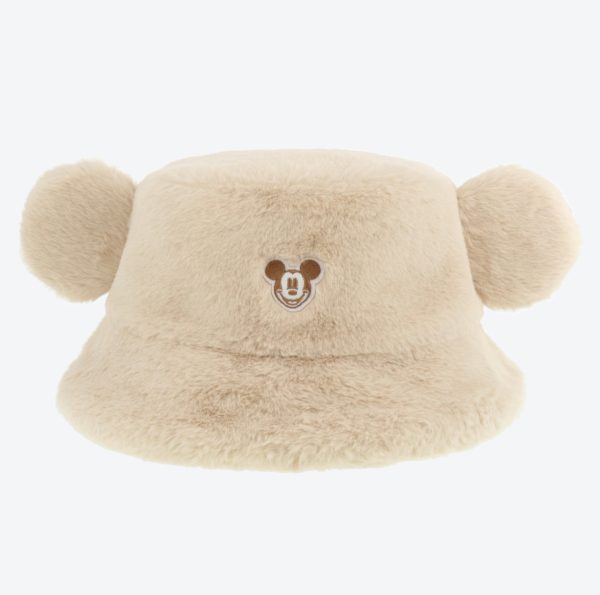 TDR - Fluffy Fluffy Warm Goods x Fluffy Boa Mickey Mouse Bucket Hat with Ear (Color: Beige) Supply