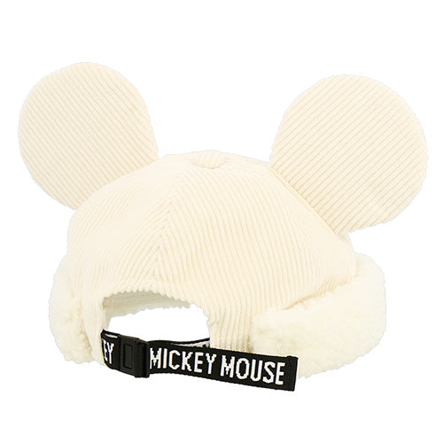 TDR Mickey & Minnie Mouse Fluffy & Warm 2024 Collection x Mickey Mouse Shaped Corduroy & Boa Cap Color: White (Release Date: Oct 31, 2024) Online Sale