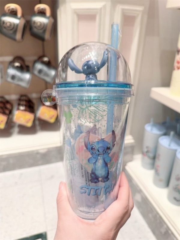 HKDL - Stitch & Angel with 3D Figure Double Wall Cold Cup Online Sale