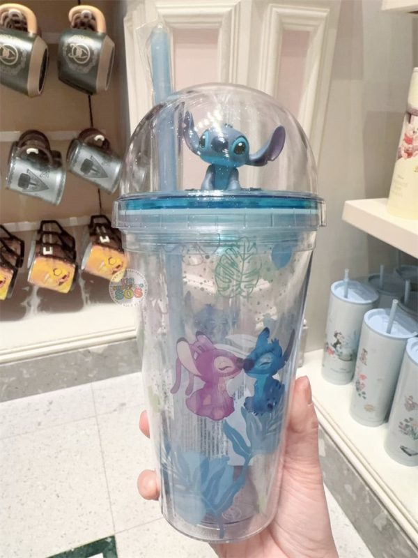 HKDL - Stitch & Angel with 3D Figure Double Wall Cold Cup Online Sale