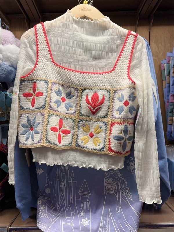 HKDL - World of Frozen 1st Anniversary Crochet Long Sleeve Top for Adults Fashion